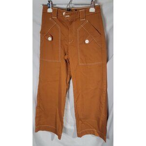 Maeve Anthropologie Women’s Size 4 Orange Cargo Pants Wide Leg Button Pockets